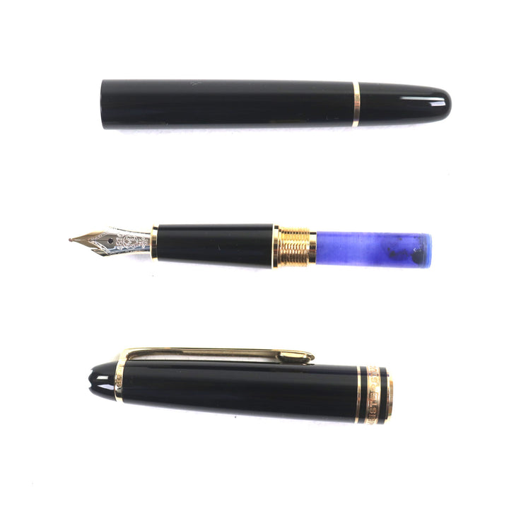極美品▼MONTBLANC モンブラン マイスターシュテュック クラシック ペン先14K Mニブ ホワイトスター 万年筆 ブラック ゴールド ドイツ製