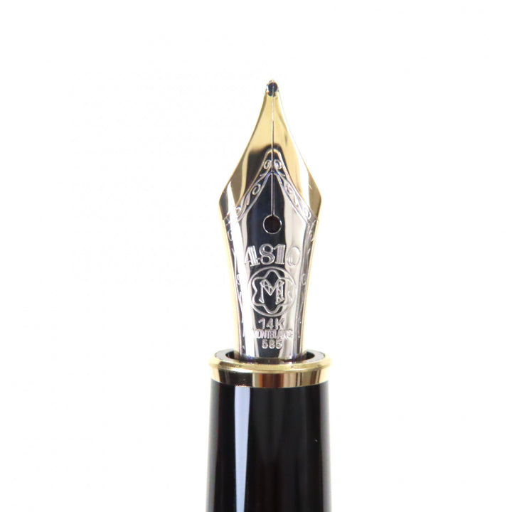 極美品▼MONTBLANC モンブラン マイスターシュテュック クラシック ペン先14K Mニブ ホワイトスター 万年筆 ブラック ゴールド ドイツ製