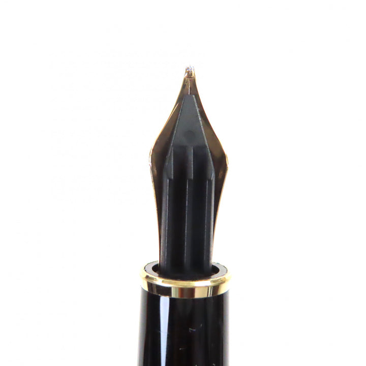 極美品▼MONTBLANC モンブラン マイスターシュテュック クラシック ペン先14K Mニブ ホワイトスター 万年筆 ブラック ゴールド ドイツ製