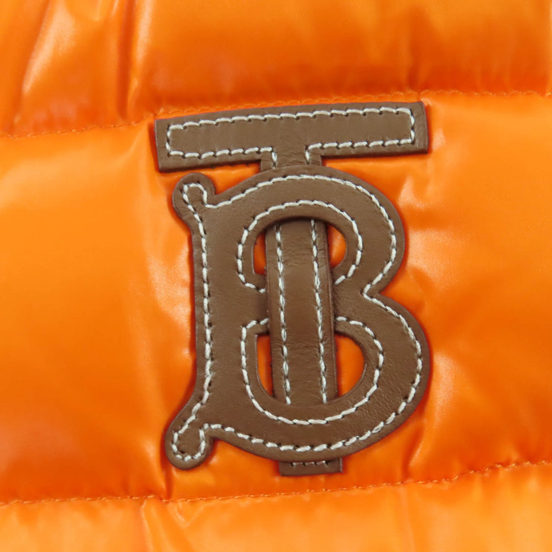極美品☆BURBERRY バーバリー 8017289 ティッシ期 ロゴレザーパッチ付 ZIP UP ダウンベスト オレンジ XS 正規品 レディース