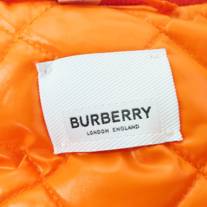 極美品☆BURBERRY バーバリー 8017289 ティッシ期 ロゴレザーパッチ付 ZIP UP ダウンベスト オレンジ XS 正規品 レディース