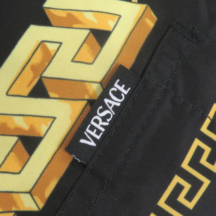 極美品□VERSACE ヴェルサーチ 2021年製 メデューサ チェーン 総柄 薄手 ブルゾン コーチジャケット ブラック 46 イタリア製 メンズ