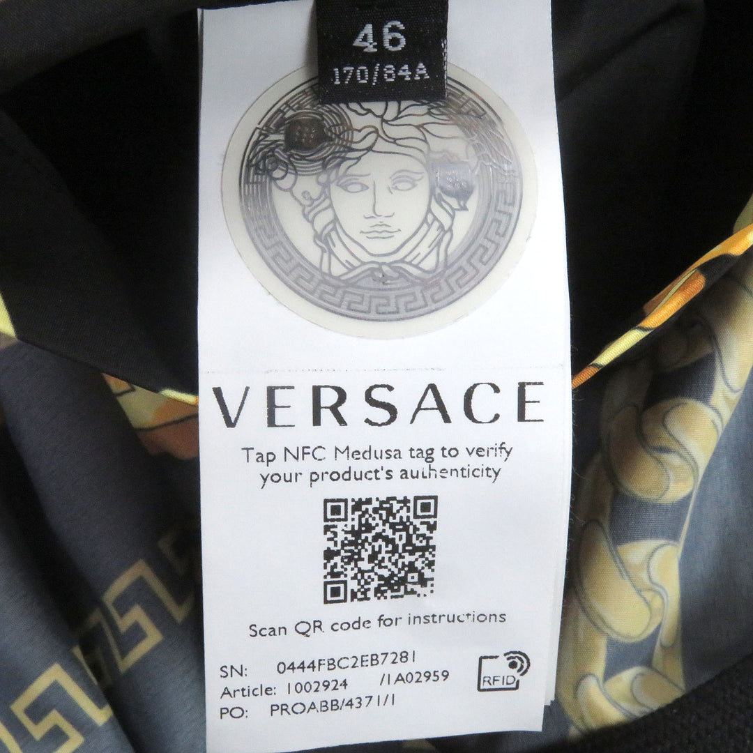 極美品□VERSACE ヴェルサーチ 2021年製 メデューサ チェーン 総柄 薄手 ブルゾン コーチジャケット ブラック 46 イタリア製 メンズ