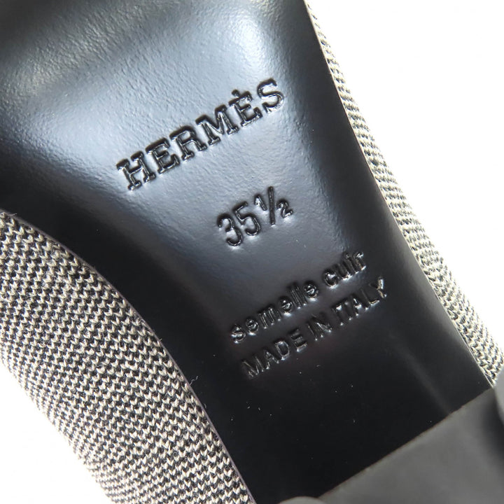 未使用品△HERMES エルメス ヴォルヴェール ニット テクニカルファブリック レザー使い ショートブーツ グレー ブラック 35.5 箱・袋付