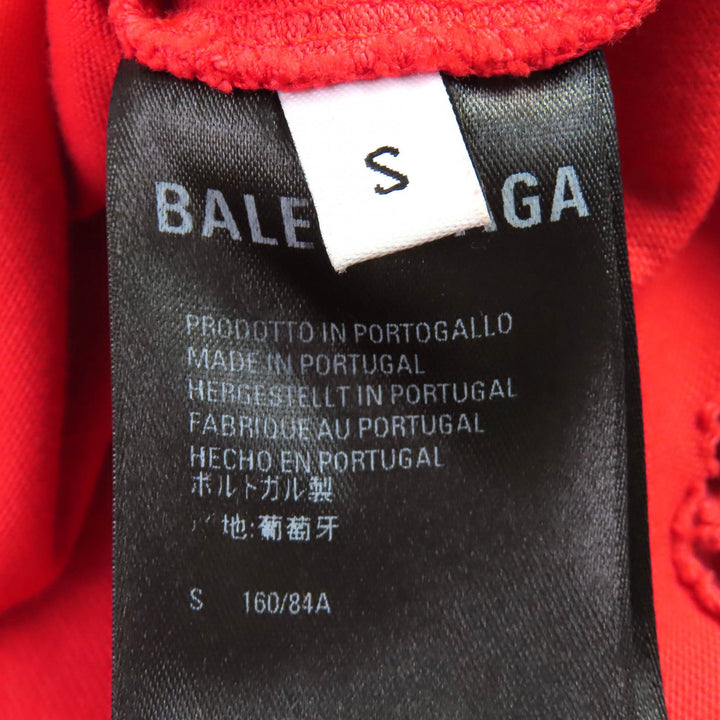 美品△BALENCIAGA バレンシアガ 612965 コットン100% デストロイ ダメージ加工 クルーネック 半袖Ｔシャツ レッド系 S 正規品 メンズ