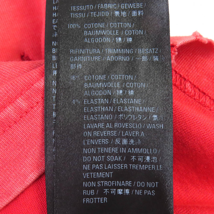 美品△BALENCIAGA バレンシアガ 612965 コットン100% デストロイ ダメージ加工 クルーネック 半袖Ｔシャツ レッド系 S 正規品 メンズ