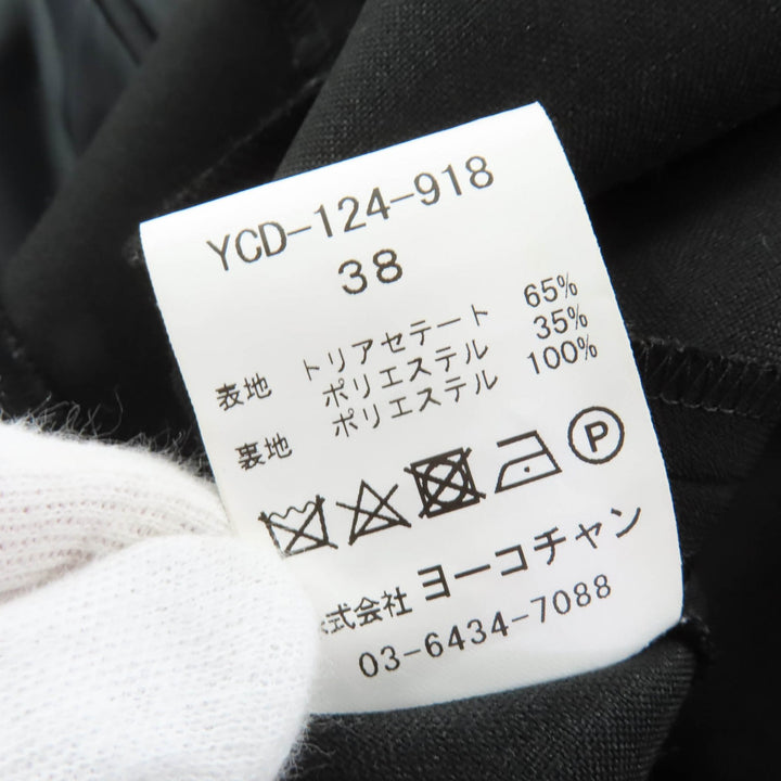 極美品☆YOKO CHAN ヨーコチャン 2024年製 YCD-124-918 スカラップネック Aライン ワンピース ブラック 38 日本製 正規品 レディース