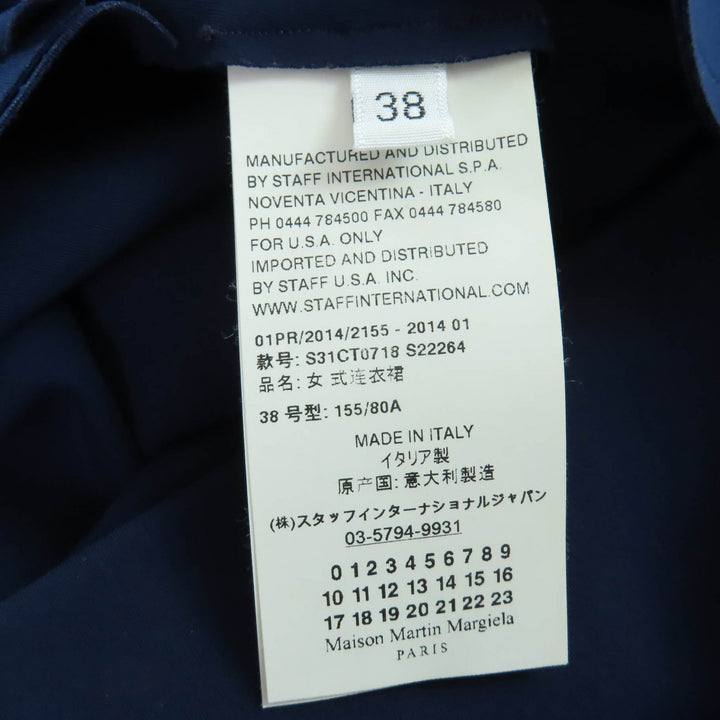 極美品☆Maison Margiela 4 メゾンマルジェラ4 S31CT0718 スタンドカラー 半袖 ワンピース ネイビー 38 イタリア製 正規品 レディース