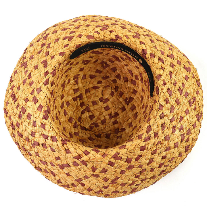 美品△HELEN KAMINSKI ヘレンカミンスキー ラフィア100％ ロゴ金具 リボン ストローハット 麦わら帽子 ベージュ系 レディース オススメ