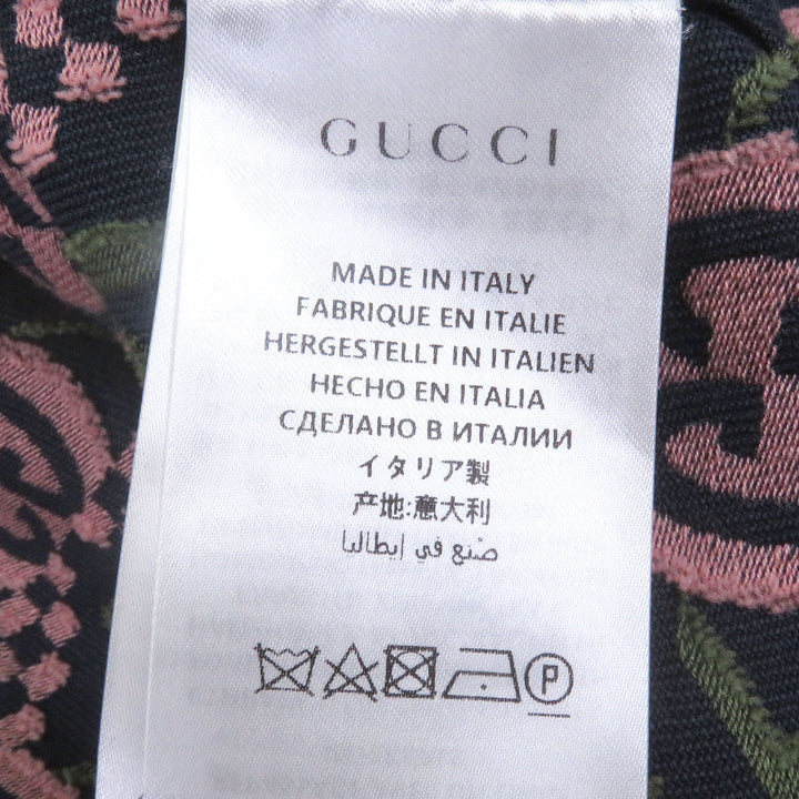 美品□GUCCI グッチ 576610 コットン100％ GGロゴ スター 総柄 シングル テーラードジャケット ネイビー 50 イタリア製 正規品 メンズ