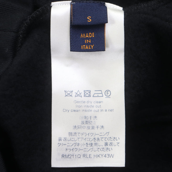 美品▼LOUIS VUITTON ルイヴィトン 21SS モノグラム サークルカット 裏起毛 フーデッド プルオーバー パーカー ブラック S 正規品 メンズ