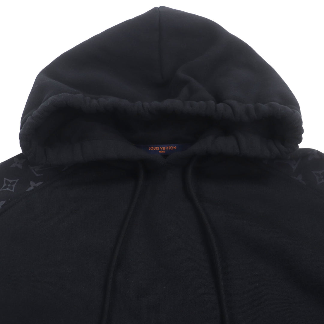 美品▼LOUIS VUITTON ルイヴィトン 21SS モノグラム サークルカット 裏起毛 フーデッド プルオーバー パーカー ブラック S 正規品 メンズ