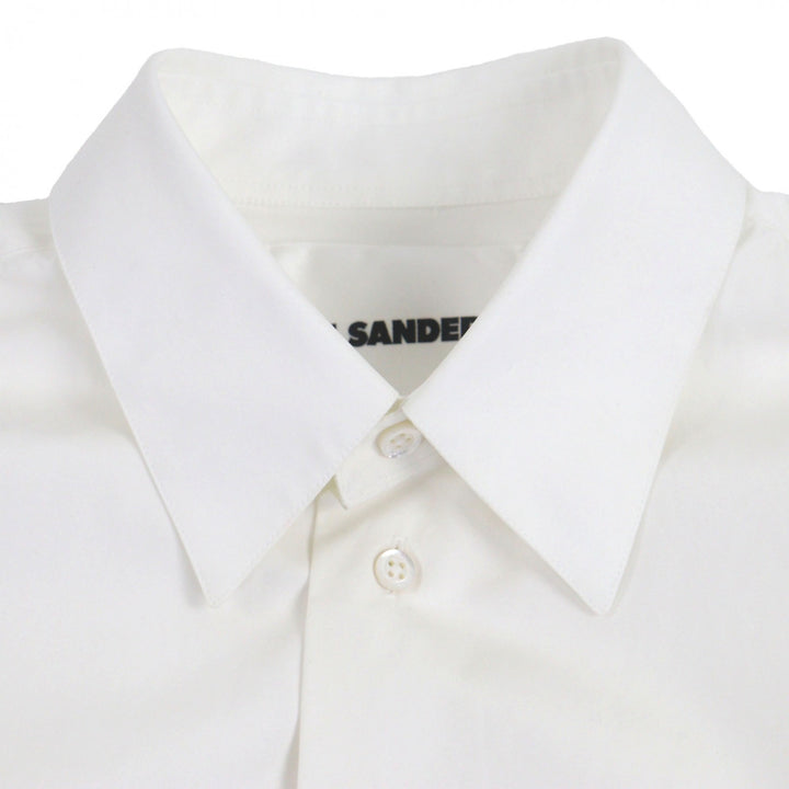 美品▼JIL SANDER ジルサンダー 19AW JSMP742235 コットン100% ロゴプリント 長袖ロングシャツ ホワイト 38 イタリア製 正規品 メンズ