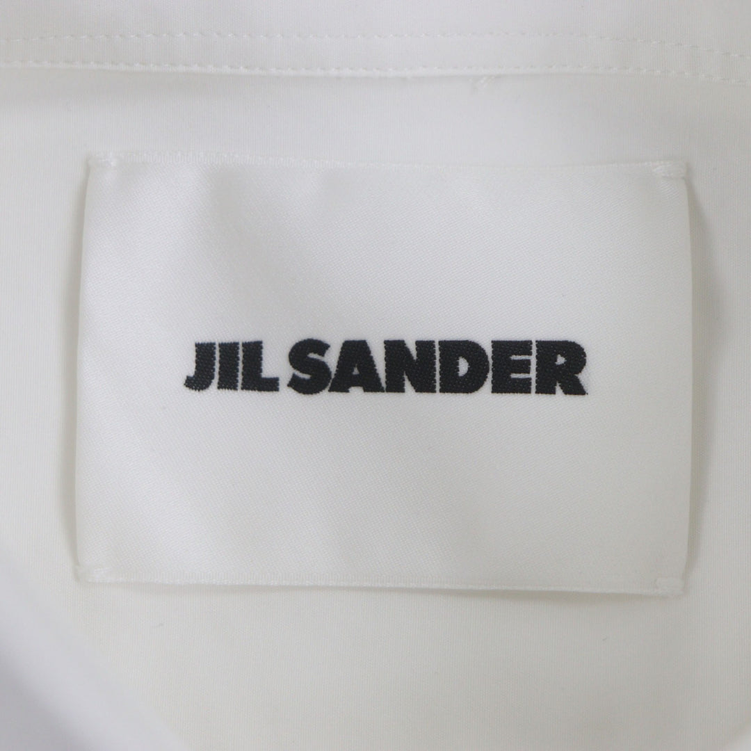 美品▼JIL SANDER ジルサンダー 19AW JSMP742235 コットン100% ロゴプリント 長袖ロングシャツ ホワイト 38 イタリア製 正規品 メンズ