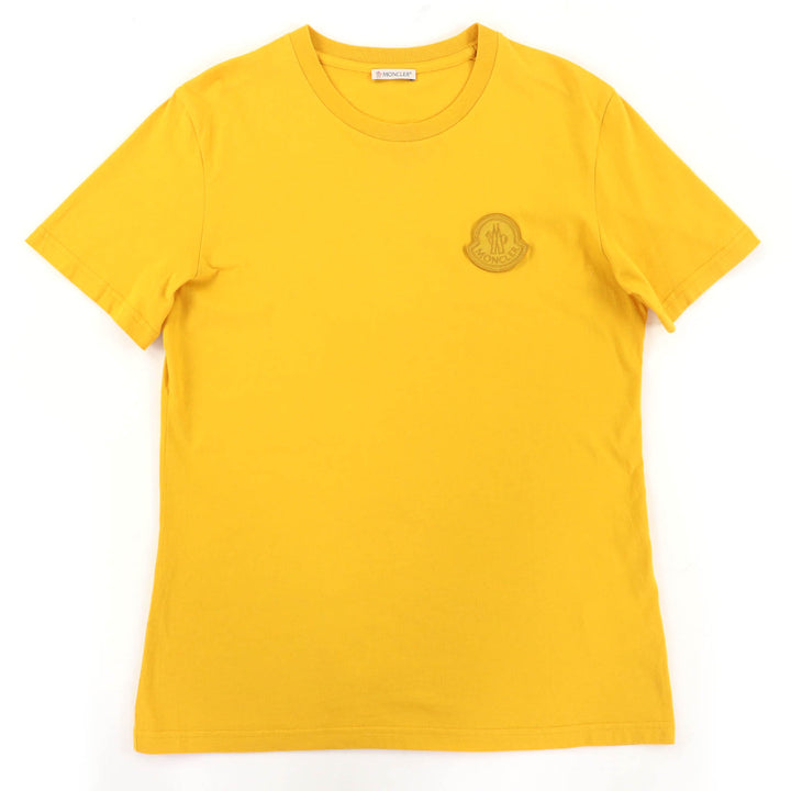美品◇MONCLER モンクレール 2020年製 F20938C75900 コットン100％ ロゴワッペン付 ショートスリーブ 半袖Ｔシャツ マスタード M 正規品