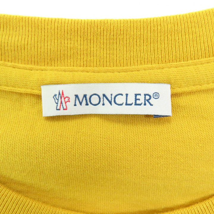 美品◇MONCLER モンクレール 2020年製 F20938C75900 コットン100％ ロゴワッペン付 ショートスリーブ 半袖Ｔシャツ マスタード M 正規品