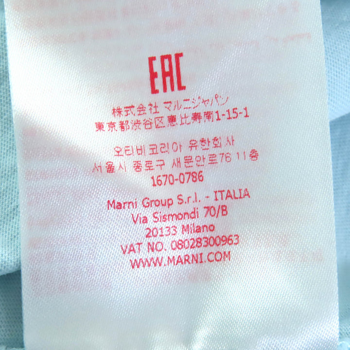 美品△MARNI マルニ 23SS HUMU0223X2 コットン100％ ロゴ刺繍 クルーネック 半袖Ｔシャツ ライトブルー 44 正規品 レディース メンズ