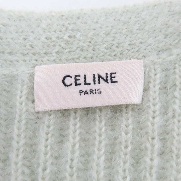 極美品☆CELINE セリーヌ 2A60X377N モヘア シルク ショートスリーブ ニット カーディガン グリーン XS イタリア製 正規品 レディース