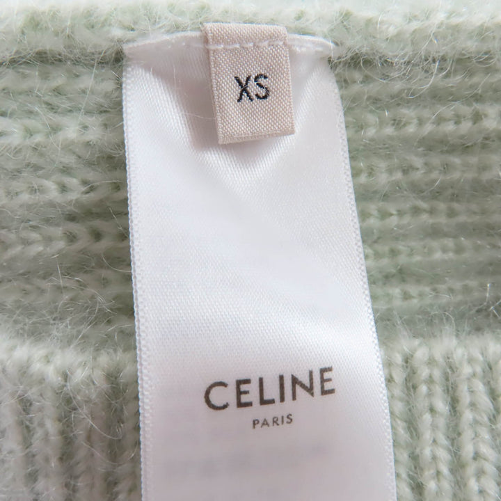 極美品☆CELINE セリーヌ 2A60X377N モヘア シルク ショートスリーブ ニット カーディガン グリーン XS イタリア製 正規品 レディース