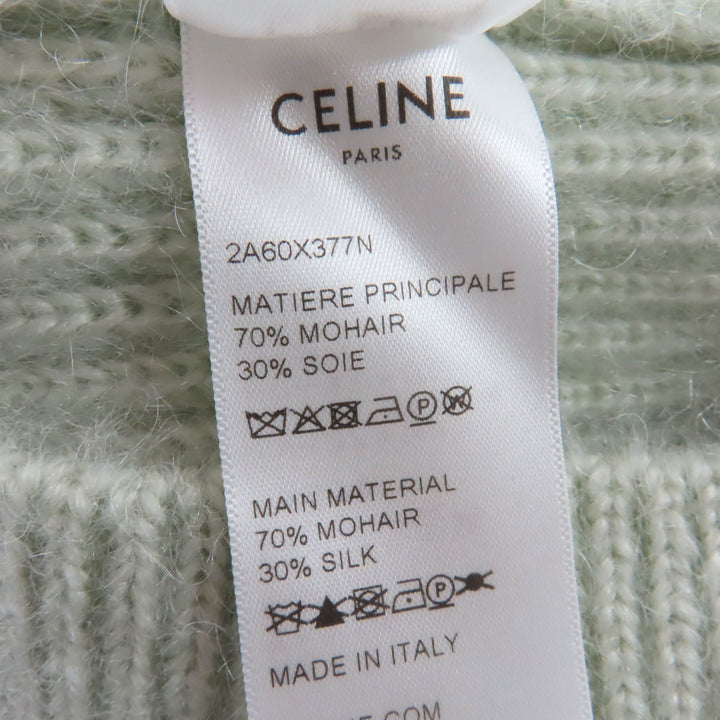 極美品☆CELINE セリーヌ 2A60X377N モヘア シルク ショートスリーブ ニット カーディガン グリーン XS イタリア製 正規品 レディース