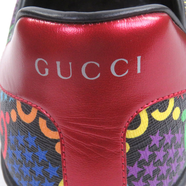極美品□GUCCI グッチ 610085 レザー GGロゴ スター 総柄 ローカットスニーカー ブラック マルチカラー 7 箱・保存袋付き イタリア製