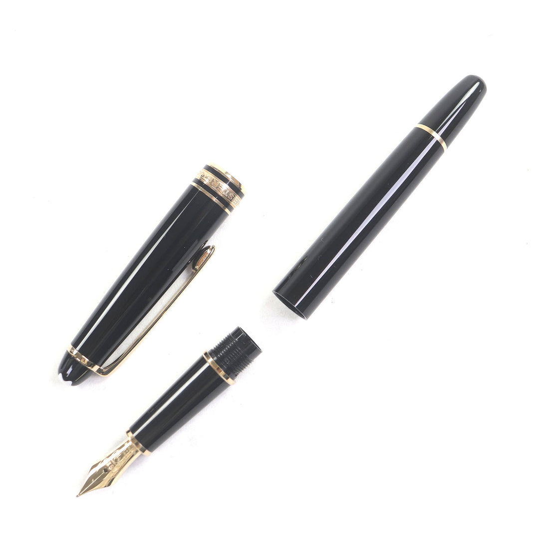 極美品□MONTBLANC モンブラン マイスターシュテュック クラシック ペン先14K Fニブ キャップ式 万年筆 ブラック ゴールド ドイツ製