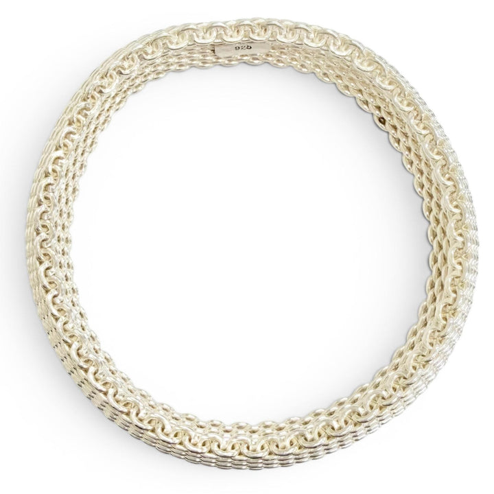 極美品△TIFFANY&amp;Co. ティファニー サマセット 925 メッシュ バングル ブレスレット シルバー 重量58.6g レディース オススメ◎