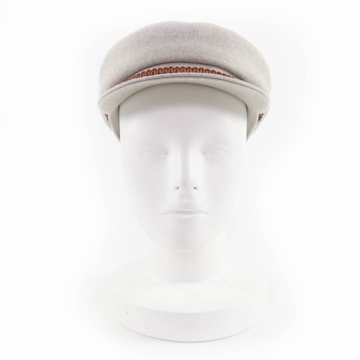 極美品☆HERMES エルメス H212009N ドーヴィル カシミヤ100％ セリエ金具 レザー使い キャスケット グレー 57 仏製 正規品 レディース