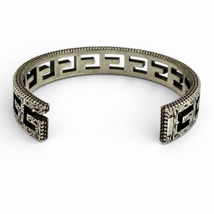 美品◇GUCCI グッチ 551919 スクエアG アラベスク Gキューブ バングル ブレスレット シルバー 16 イタリア製 重量28.5g レディース
