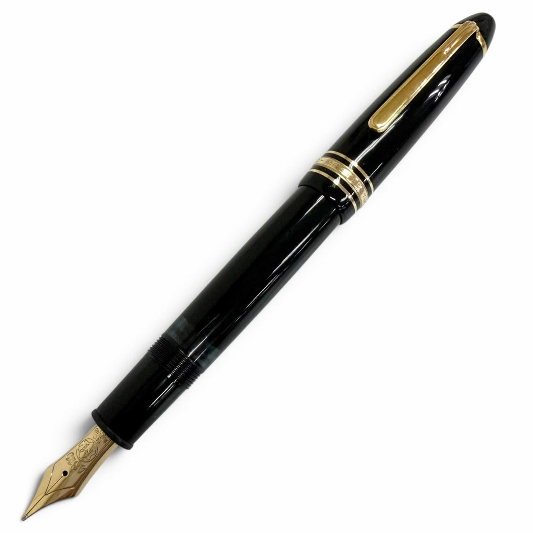 美品□MONTBLANC モンブラン マイスターシュテュック 146 ペン先14C Mニブ キャップ式 万年筆 ステーショナリー ブラック ゴールド