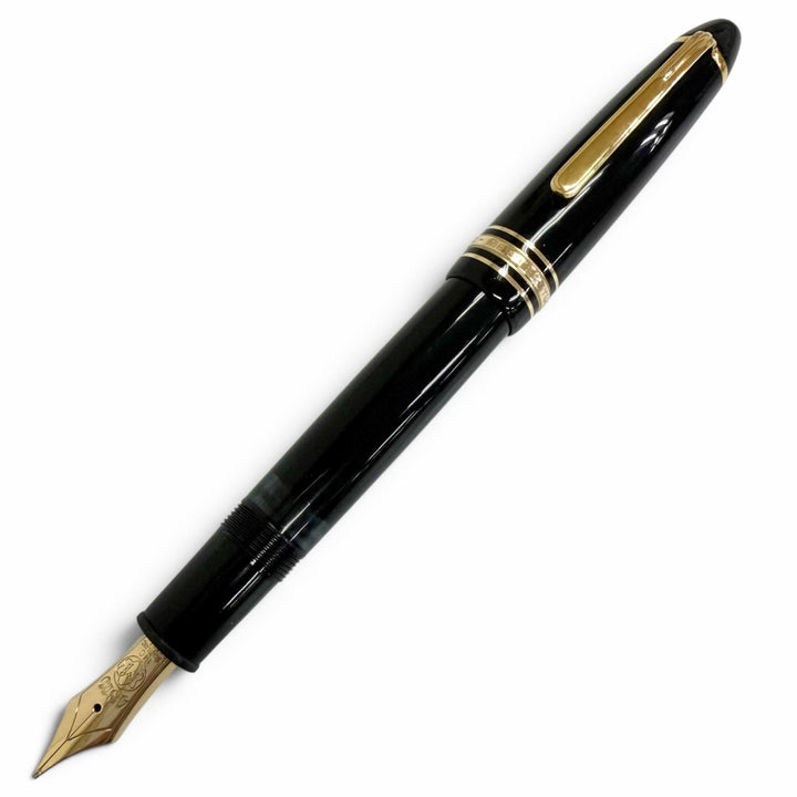 美品□MONTBLANC モンブラン マイスターシュテュック 146 ペン先14C Mニブ キャップ式 万年筆 ステーショナリー ブラック ゴールド