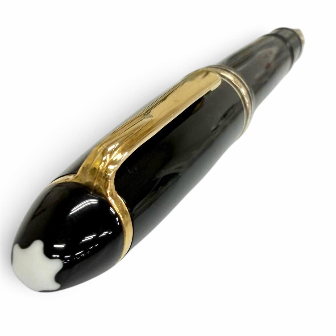 美品□MONTBLANC モンブラン マイスターシュテュック 146 ペン先14C Mニブ キャップ式 万年筆 ステーショナリー ブラック ゴールド