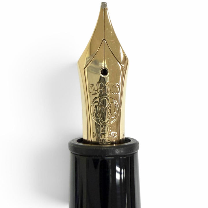 美品□MONTBLANC モンブラン マイスターシュテュック 146 ペン先14C Mニブ キャップ式 万年筆 ステーショナリー ブラック ゴールド