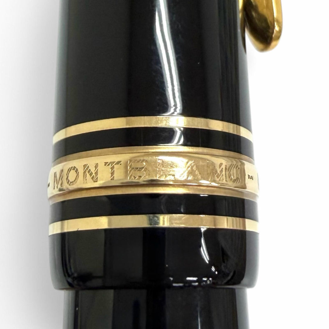 美品□MONTBLANC モンブラン マイスターシュテュック 146 ペン先14C Mニブ キャップ式 万年筆 ステーショナリー ブラック ゴールド