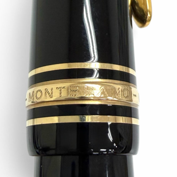 美品□MONTBLANC モンブラン マイスターシュテュック 146 ペン先14C Mニブ キャップ式 万年筆 ステーショナリー ブラック ゴールド