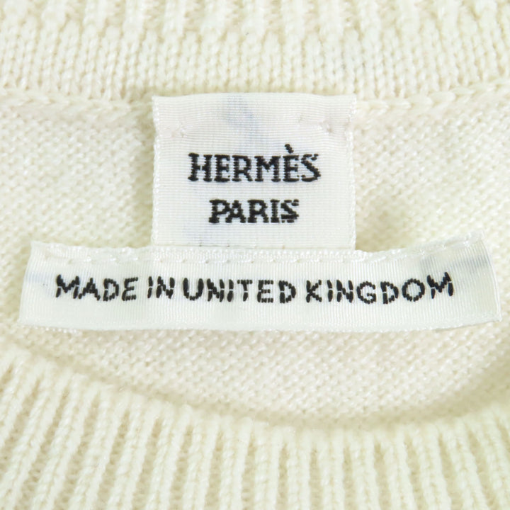 極美品◇HERMES エルメス 24SS 4E2600D1 カシミヤ100％ カナディアンボタン ショートスリーブ 半袖ニット 38 英国製 正規品