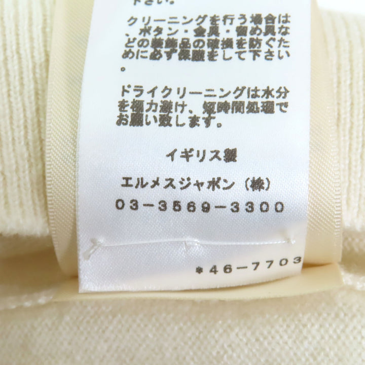 極美品◇HERMES エルメス 24SS 4E2600D1 カシミヤ100％ カナディアンボタン ショートスリーブ 半袖ニット 38 英国製 正規品