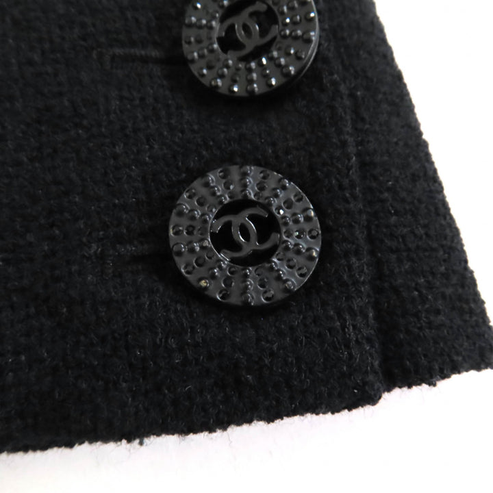 美品★CHANEL シャネル 裏地シルク100％ BIGココマークバックルベルト付 長袖 ウール ワンピース ブラック 38 フランス製 レディース