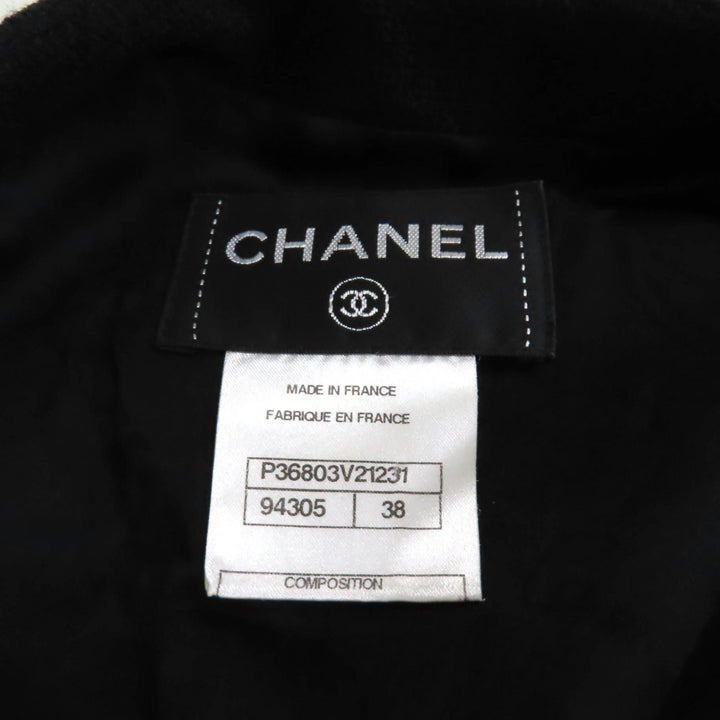 美品★CHANEL シャネル 裏地シルク100％ BIGココマークバックルベルト付 長袖 ウール ワンピース ブラック 38 フランス製 レディース