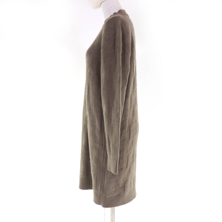 未使用品☆HERMES エルメス 24AW 4H2523D3 ウール100％ H柄 長袖ニット ワンピース ブラウン系 36 イタリア製 正規品 レディース