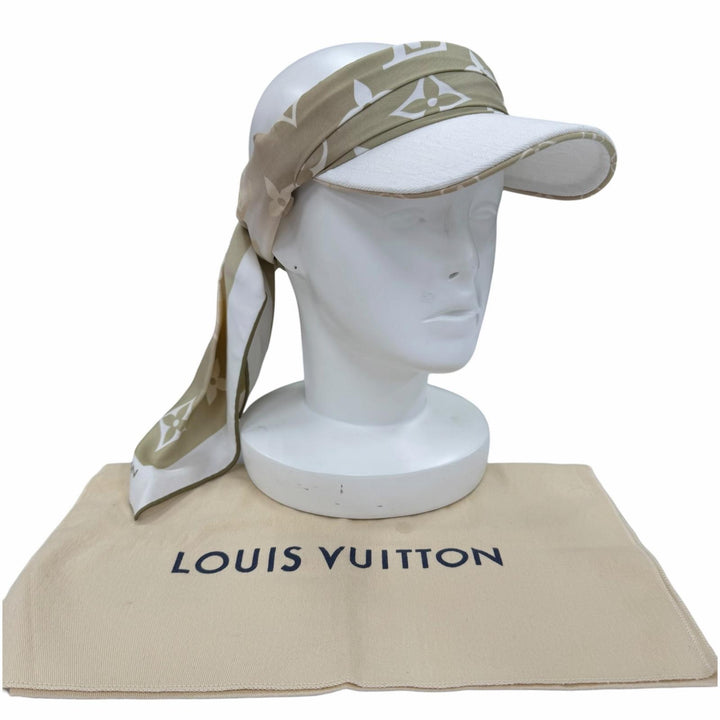 極美品☆LOUIS VUITTON ルイヴィトン M77546 ビジェール・サン アンド シルク サンバイザー モノグラム ベージュ系 正規品 保存袋付き