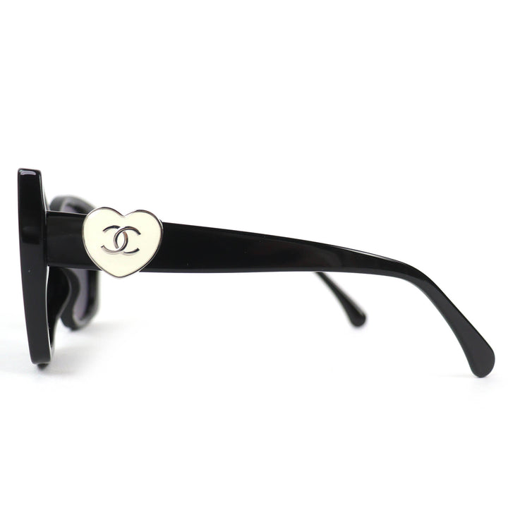 極美品△CHANEL シャネル 5519-A ココマーク ハート スクエアシェイプ アイウェア サングラス 現行品 ブラック 55□17 140 デモレンズ