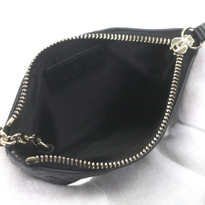 極美品▼GUCCI グッチ 815891 レザー 現行品 GGエンブレム キーポーチ コインケース ブラック ゴールド金具 箱・保存袋付き 伊製 メンズ