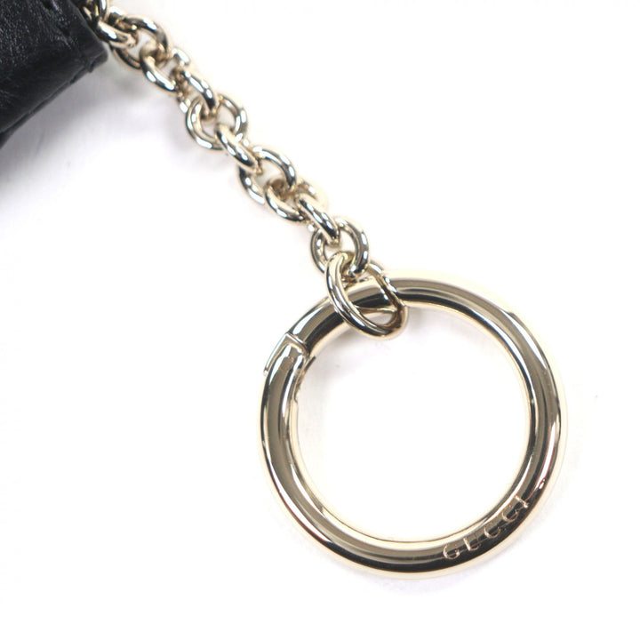 極美品▼GUCCI グッチ 815891 レザー 現行品 GGエンブレム キーポーチ コインケース ブラック ゴールド金具 箱・保存袋付き 伊製 メンズ