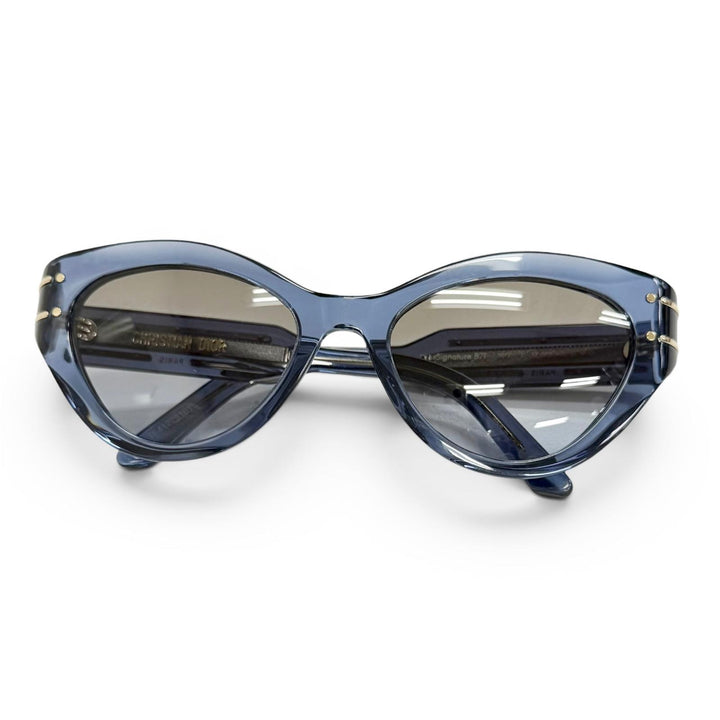 良品△Christian Dior クリスチャンディオール DSGTB7IXR Dior Signature B7I ロゴ バタフライ サングラス クリアブルー 52□18 130 箱付