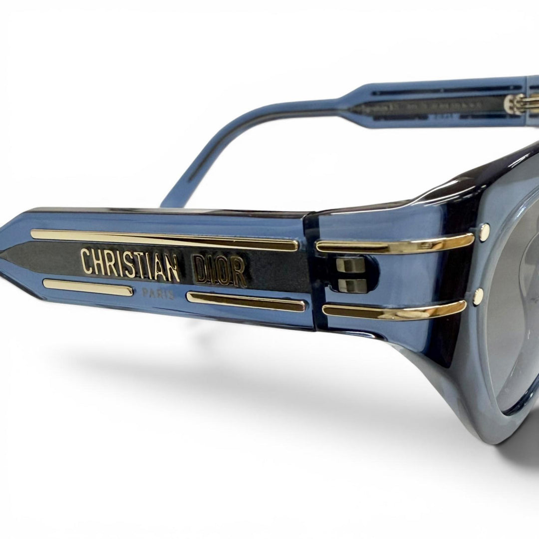 良品△Christian Dior クリスチャンディオール DSGTB7IXR Dior Signature B7I ロゴ バタフライ サングラス クリアブルー 52□18 130 箱付