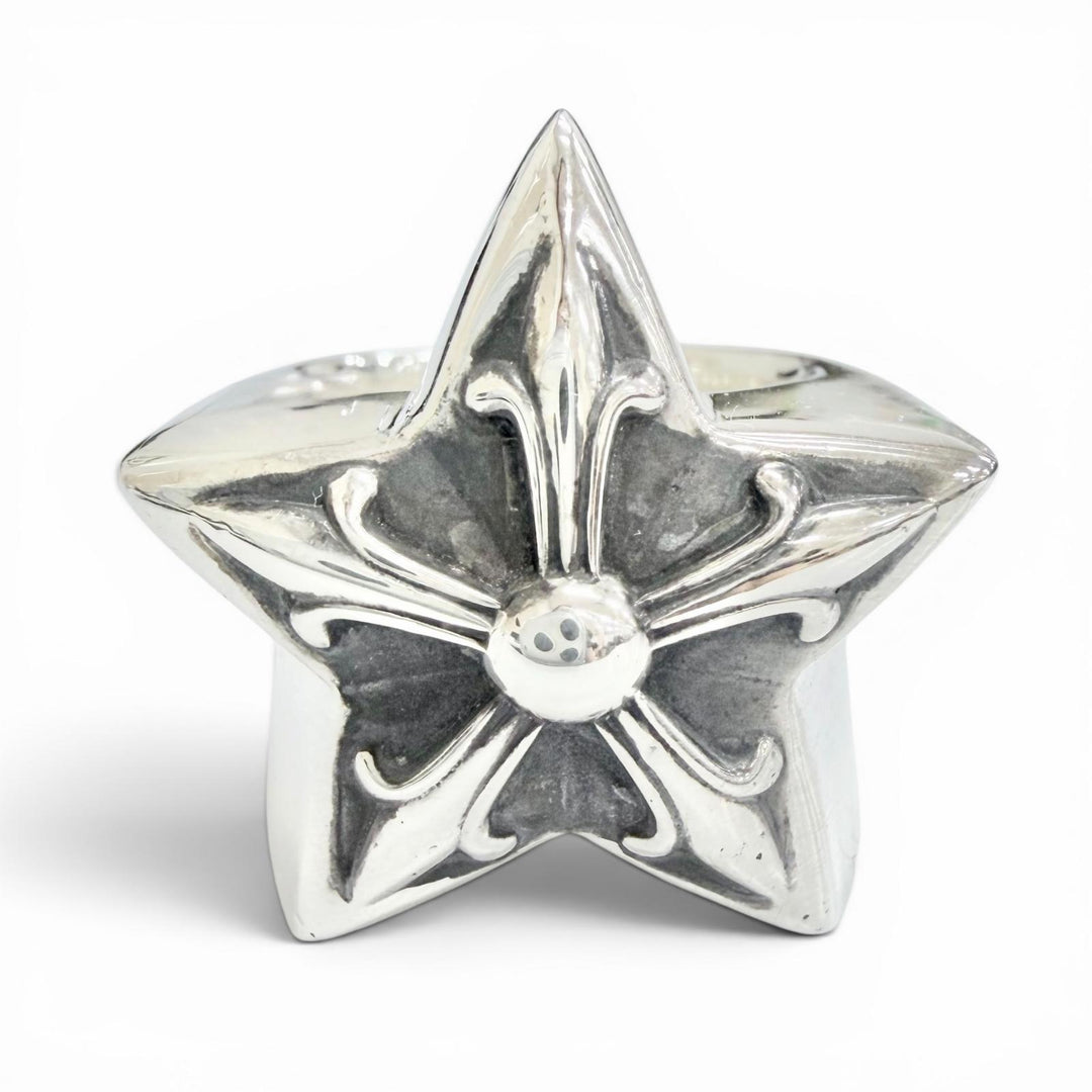 美品△CHROME HEARTS クロムハーツ STR LRG ラージスター リング 指輪 アクセサリー 925 シルバー JP17号 重量46.7g メンズ オススメ◎