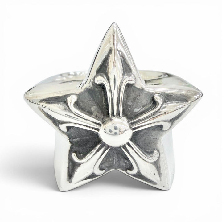 美品△CHROME HEARTS クロムハーツ STR LRG ラージスター リング 指輪 アクセサリー 925 シルバー JP17号 重量46.7g メンズ オススメ◎