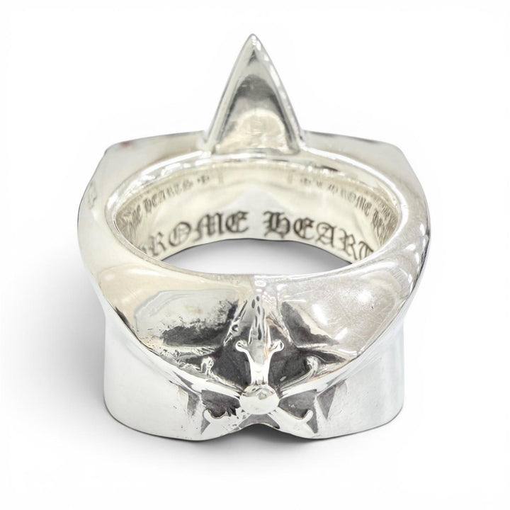 美品△CHROME HEARTS クロムハーツ STR LRG ラージスター リング 指輪 アクセサリー 925 シルバー JP17号 重量46.7g メンズ オススメ◎