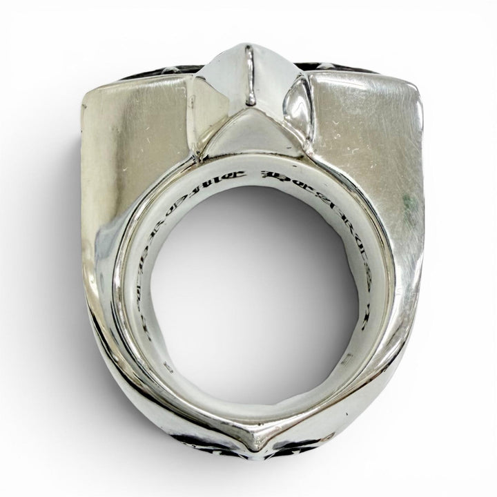 美品△CHROME HEARTS クロムハーツ STR LRG ラージスター リング 指輪 アクセサリー 925 シルバー JP17号 重量46.7g メンズ オススメ◎